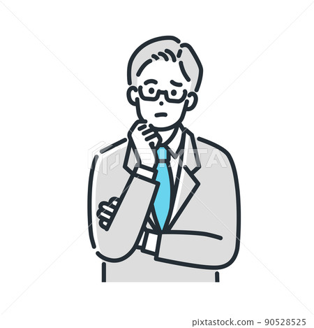 Illustration of a doctor in a lab coat thinking. Illustration of a doctor in a lab coat thinking. 90528525