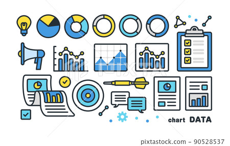 Illustration set of graphs and data with the image of marketing. 90528537
