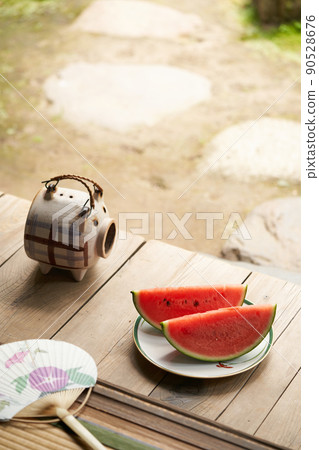 Watermelon placed on the porch Watermelon placed on the porch 90528676