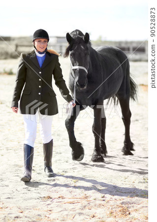 Hes more than just an animal to me. Shot of a beautiful young woman standing next to her horse. 90528873