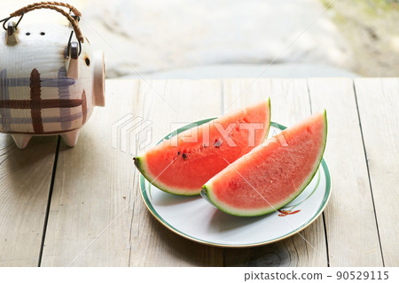 Watermelon placed on the porch 90529115