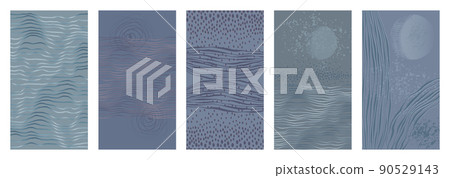 Set of backgrounds for the social media platform. A banner with blue abstract unusual shapes and textures. Set of backgrounds for the social media platform. A banner with blue abstract unusual shapes and textures. 90529143