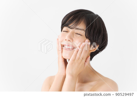 Beauty décolletage white background 90529497