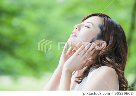 美容女性紫外線護理美容護膚清新綠色 90529668