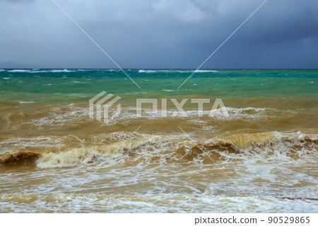 The sea of Okinawa that is raging violently due to a typhoon The sea of Okinawa that is raging violently due to a typhoon 90529865