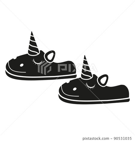 Cute Cozy Home Slippers Black Stencil Icon 90531035