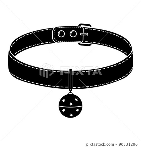 A collar for cats and dogs with a pendant. Vector isolated illustration of a black icon 90531296