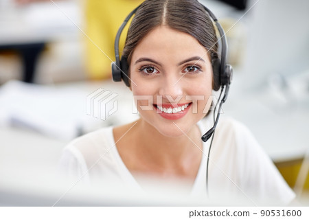 Were available 247. Cropped portrait of an attractive young call center operator at work. 90531600