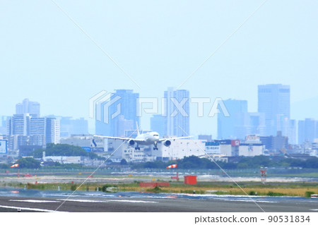 Osaka International Airport Passenger Airliner Takeoff and Landing Airfront Oasis Osaka International Airport Passenger Airliner Takeoff and Landing Airfront Oasis 90531834
