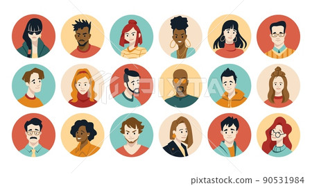 People Icons Set. Team Concept. Diverse business men avatar icons. Vector  illustration of flat design people characters. Stock Vector