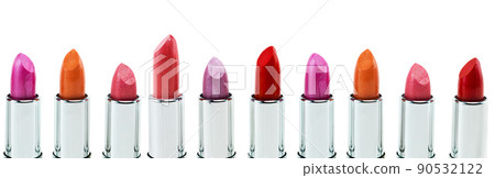 Lined up for your lips. Studio shot of colorful lipstick. 90532122