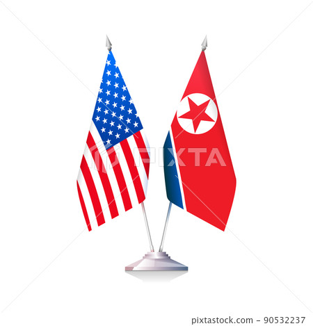 Flags of USA and North Korea. Vector illustration Flags of USA and North Korea. Vector illustration 90532237