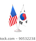 Flags of USA and South Korea. Vector illustration 90532238
