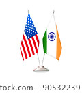 Flags of USA and India. Vector illustration 90532239