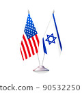 Flags of USA and Israel. Vector illustration 90532250