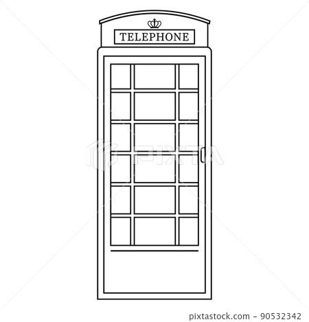 phone booth black outline icon, vector isolated illustration in doodle style phone booth black outline icon, vector isolated illustration in doodle style 90532342