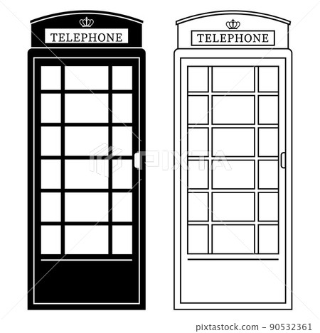 phone booth black outline icon, vector isolated illustration in doodle style phone booth black outline icon, vector isolated illustration in doodle style 90532361
