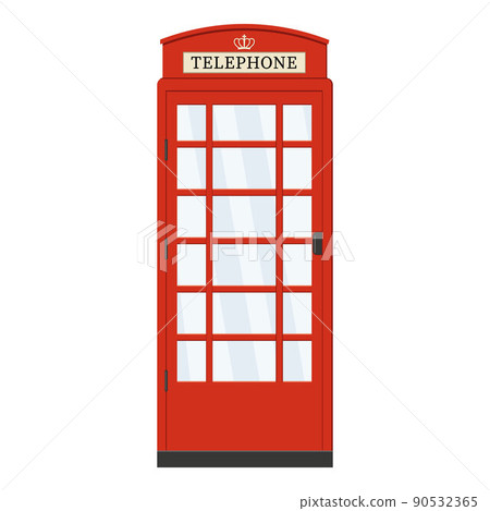 Red telephone booth, color vector isolated cartoon-style illustration 90532365