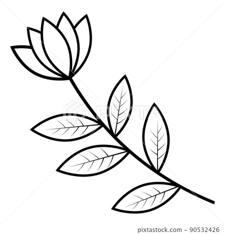 Abstract flower, Isolated outline illustration, doodle style Abstract flower, Isolated outline illustration, doodle style 90532426