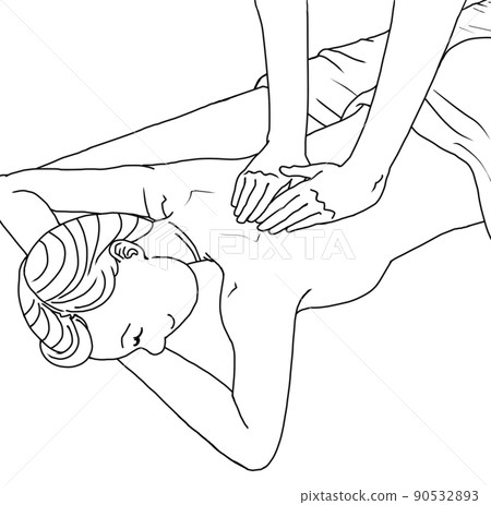 A woman relaxing with a lymphatic back massage A woman relaxing with a lymphatic back massage 90532893