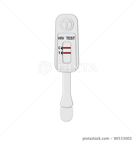 An HIV testing kit with a laboratory test tube for blood analysis. Vector illustration. 90533003