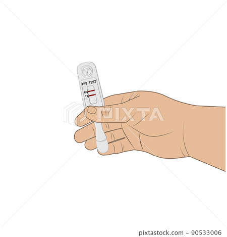 An HIV testing kit with a laboratory test tube for blood analysis. Vector illustration. An HIV testing kit with a laboratory test tube for blood analysis. Vector illustration. 90533006