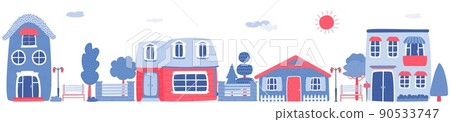 Cute city concept horizontal banner flat vector illustration Cute city concept horizontal banner flat vector illustration 90533747