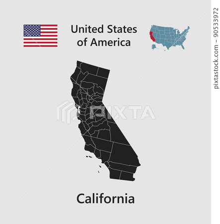 Vector map state California, flag and map USA 90533972