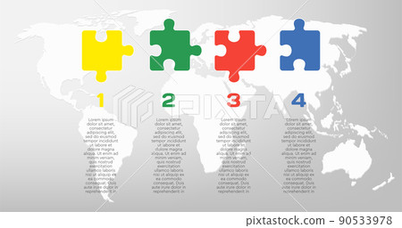 Four piece line infographic jigsaw puzzle process - Stock Illustration ...