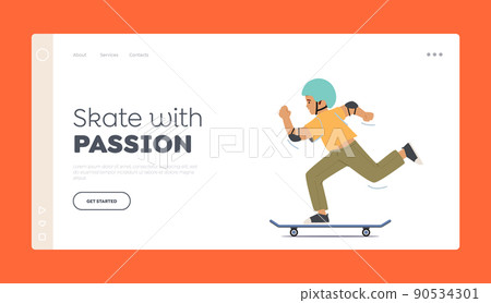 Skateboarding Extreme Sport Landing Page Template. Youth Urban Culture, Children Activity on Street, Boy in Skate Park Skateboarding Extreme Sport Landing Page Template. Youth Urban Culture, Children Activity on Street, Boy in Skate Park 90534301