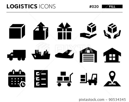 Logistics related fill style icon set_020 90534345
