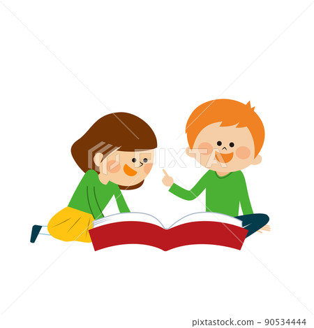 Children reading picture books together 90534444