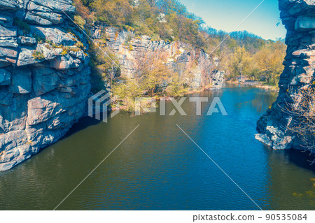 Mountain river in early spring 90535084