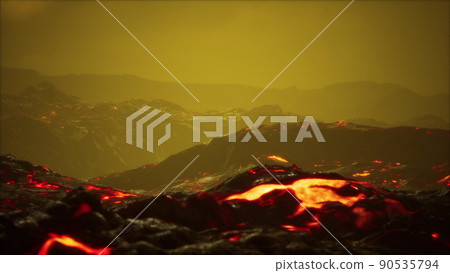 lava fields in the end of the eruption of the volcano lava fields in the end of the eruption of the volcano 90535794