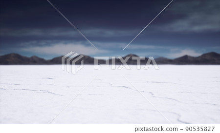 Bonneville Salt Flats landscape with rain storm clouds in distance Bonneville Salt Flats landscape with rain storm clouds in distance 90535827