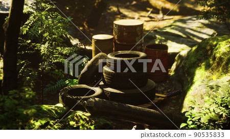 discarded car tires in the forest discarded car tires in the forest 90535833