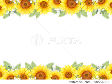 Sunflower watercolor illustration frame - Stock Illustration [90536022 ...