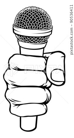 Fist Hand Holding Mic Microphone Cartoon Icon Fist Hand Holding Mic Microphone Cartoon Icon 90536411