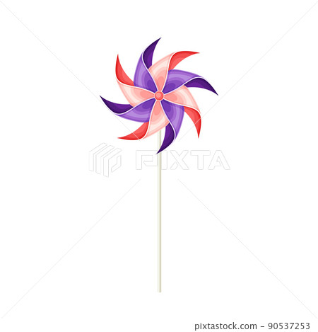 Colorful Pinwheel Toy with Paper Curl Attached to Stick Vector Illustration Colorful Pinwheel Toy with Paper Curl Attached to Stick Vector Illustration 90537253