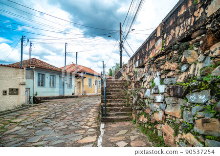 Colorful houses on the street of Diamantina in Brazil in South America Colorful houses on the street of Diamantina in Brazil in South America 90537254