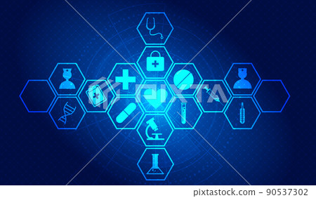 醫療圖標模型、現代醫療技術創新理念背景 90537302