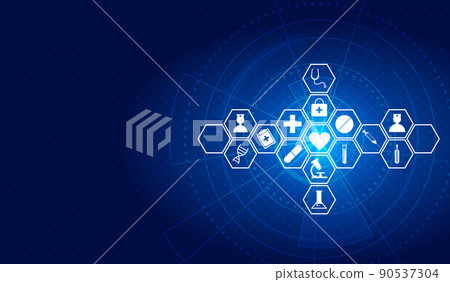 Medical treatment icon model, modern medical treatment technology innovation concept background Medical treatment icon model, modern medical treatment technology innovation concept background 90537304