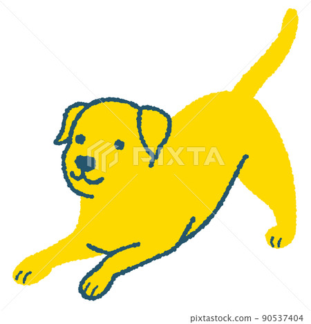 一隻低頭和一個凸起的屁股的狗的插圖 90537404