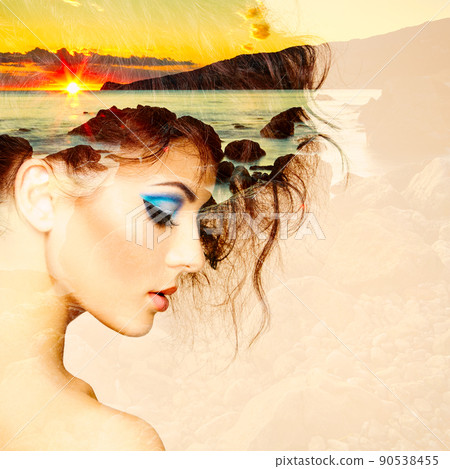 Portrait of beautiful sensual woman with elegant hairstyle 90538455