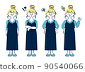 A set of young women with various facial expressions 90540066