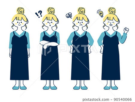 A set of young women with various facial expressions 90540066