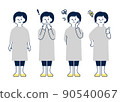 Women's set with various facial expressions 90540067