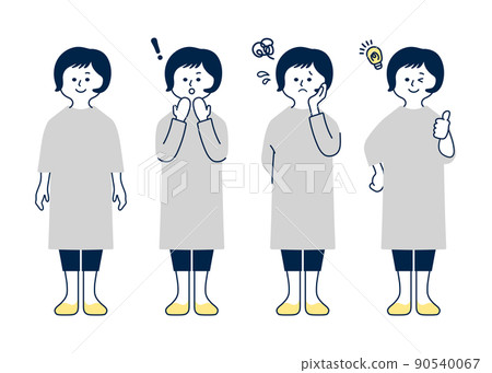 Women's set with various facial expressions 90540067