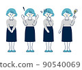 Girl set with various facial expressions 90540069