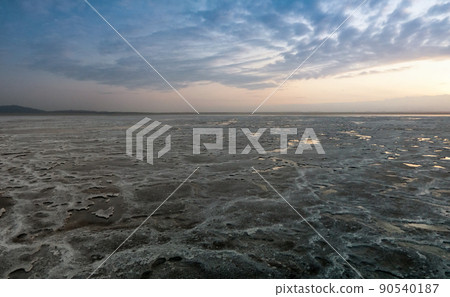 Salt Lake Karum aka Lake Assale or Asale at sunset , Danakil Afar Ethiopia Salt Lake Karum aka Lake Assale or Asale at sunset , Danakil Afar Ethiopia 90540187